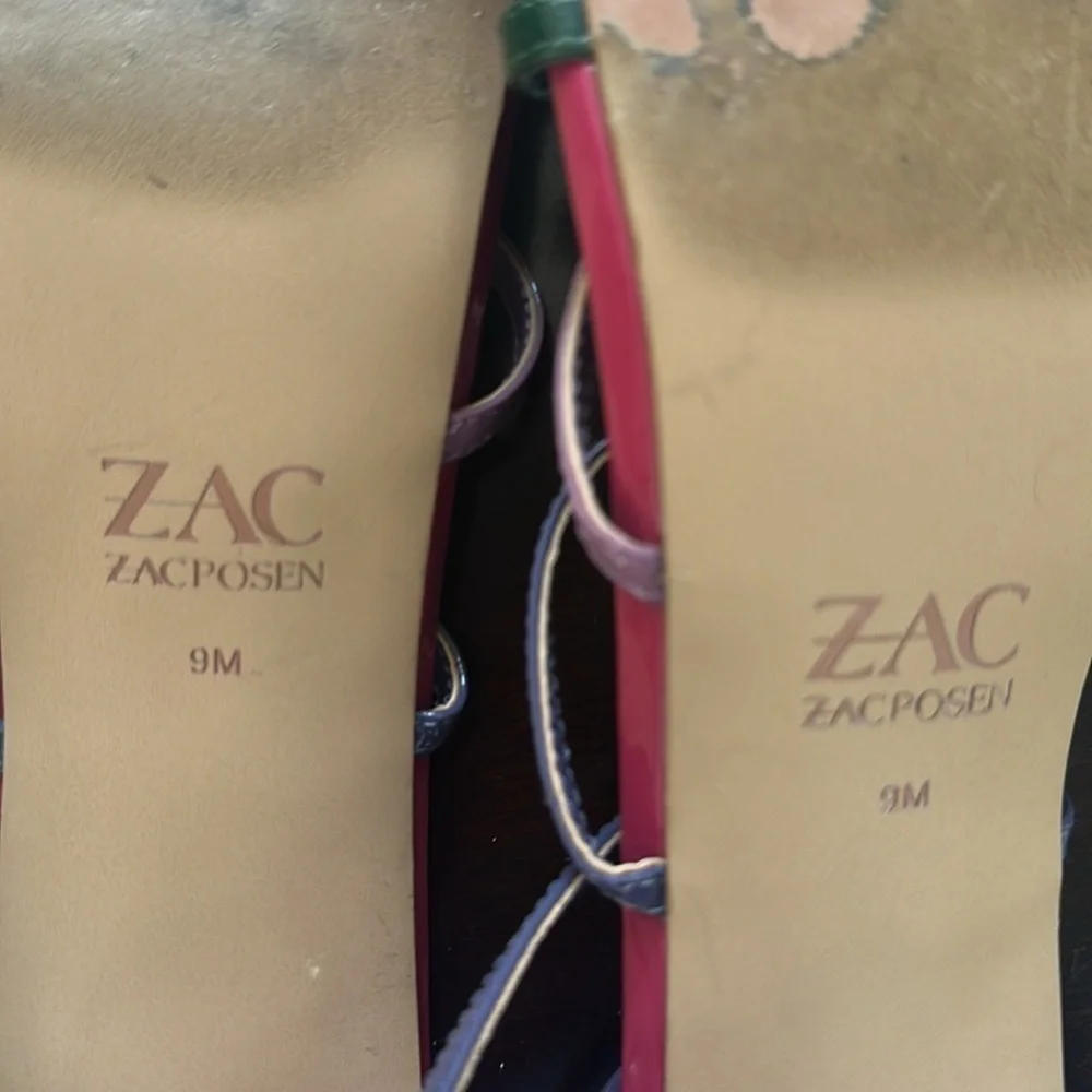 ZAC ZAC POSEN Womens Angie Square Toe Sculpted Heel Patent Leather Sandals Sz 9M